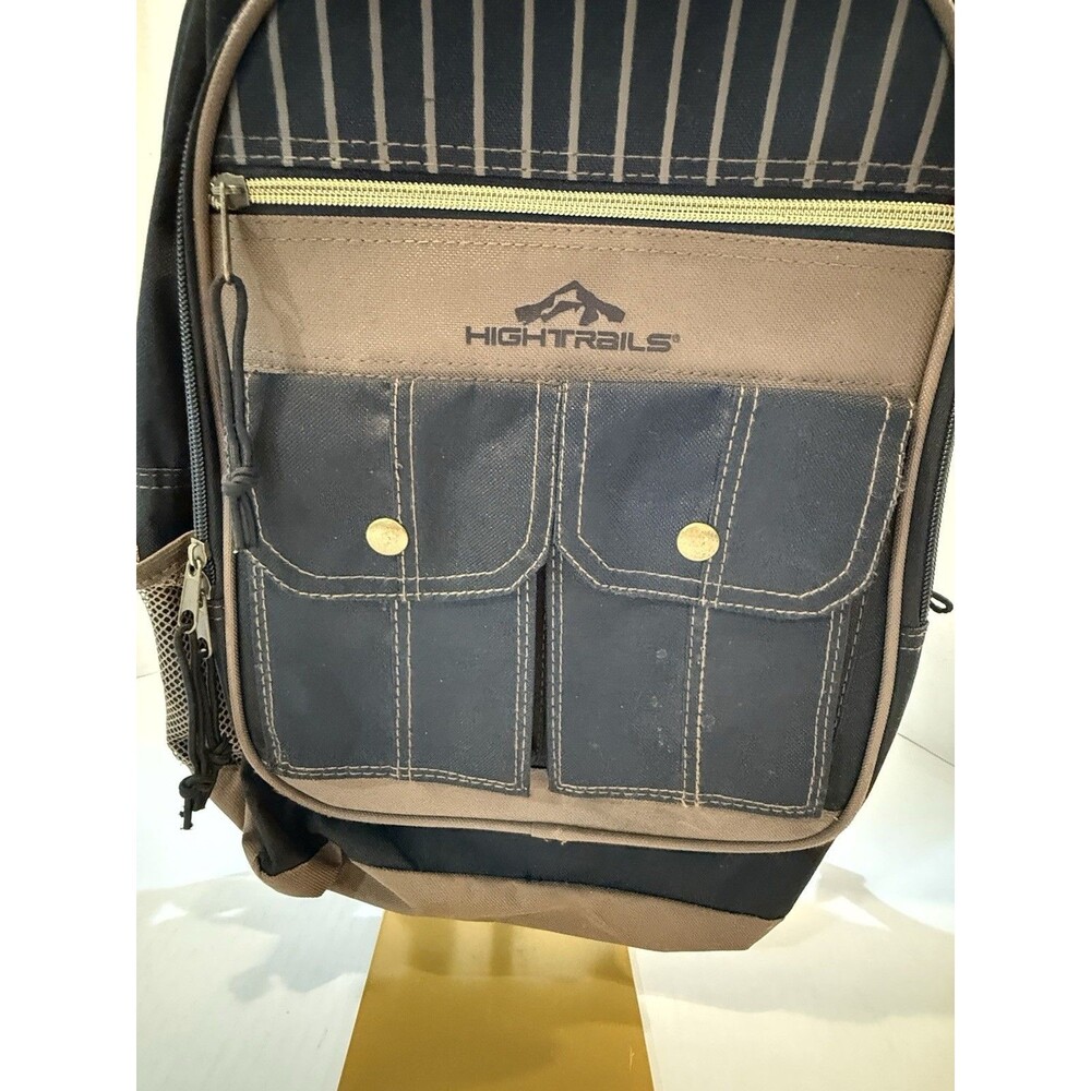 Vintage High Trails Hiking Backpack Brown Black Front Cargo Pockets Outdoor Pack - Picture 2 of 16